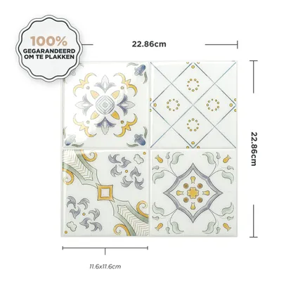 Smart Tiles 4 crédences adhésives Vintage Velletri Multicolore 22.86x22.86 cm 5