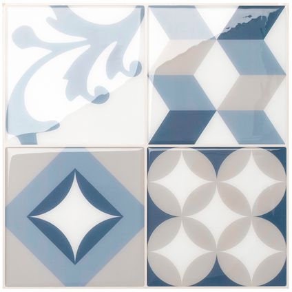 Smart Tiles 4 crédences adhésives Vintage Gaudi Multicolore 22.86x22.86cm