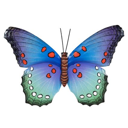 Anna's Collection Tuindecoratie - vlinder - blauw - metaal - 48 cm