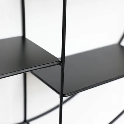 Zwart metalen wandrek met 4 plankjes - Rond - 50x10 cm 4