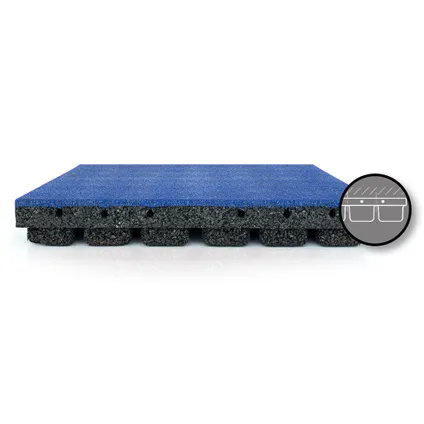 Rubber Tegel 45mm Blauw - 50x50cm - pen- gat verbinding 2