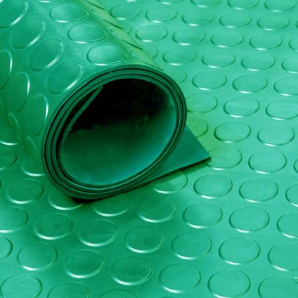 Rubbermat op rol Groen - Noppen 3mm - 120cm breed