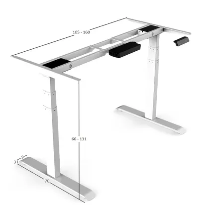 Elektrisch verstelbaar bureau - 160x80 cm - Zwart / Wit 5