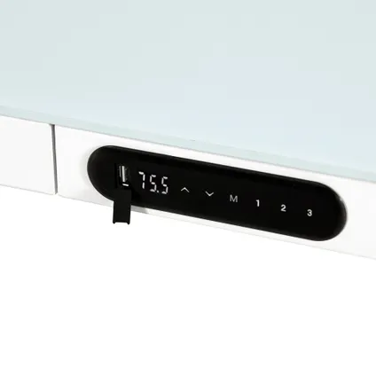 Elektrisch verstelbaar bureau - 120x60 cm - Glas - Wit 3