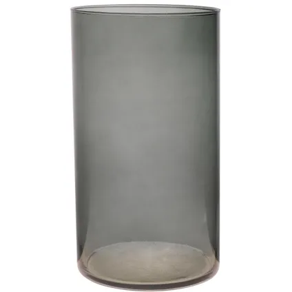 Bloemenvaas Neville - donkergrijs transparant glas - 16 x 30cm