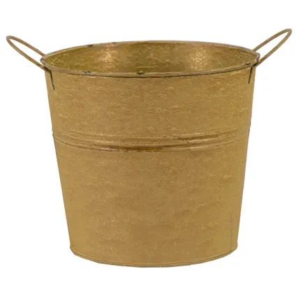Emmer/plantenpot/bloempot - set van 3x stuks - zink - oud goud 2