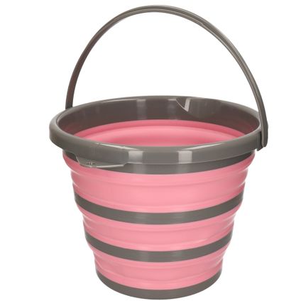 Bellatio Decorations Emmer - roze/grijs - kunststof - opvouwbaar - 10 liter