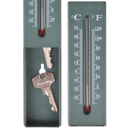 Buitenthermometer - sleutel verstopplek - groen - 16 cm