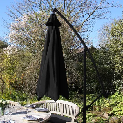 Zweefparasol - Zwart - 300 x 300 x 250 cm - Draai- en kantelbaar 2