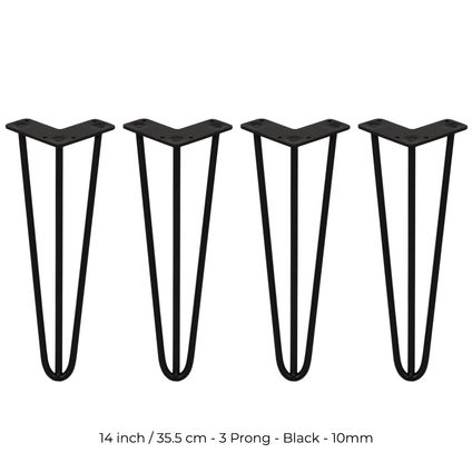 4 x 35,5cm Pinpoten - 3 Ledig - 10mm - Zwart