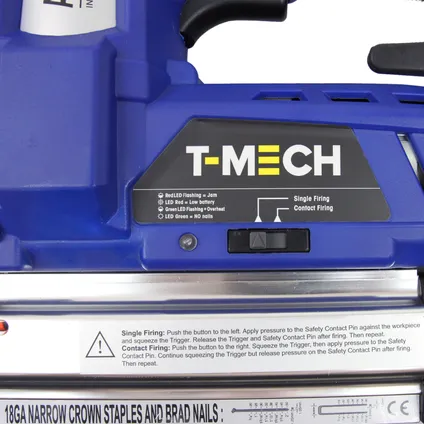 T-Mech Agrafeuse-Cloueuse Electrique Sans-Fil 2 en1 avec Batterie 8