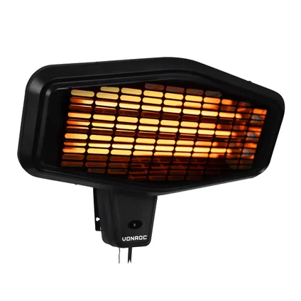 VONROC Heater Amiata 2200W – Quartz element – 3 warmteniveaus – Voor muur montage 2