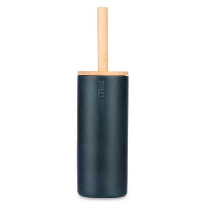 Berilo Malaga Toiletborstel in houder - polyresin/bamboe - zwart