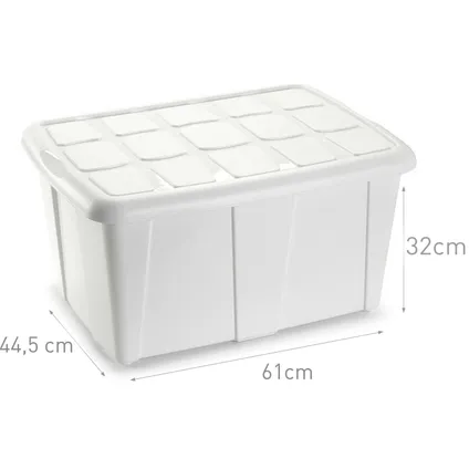 Plasticforte Opbergbox met deksel - Wit - 60L - kunststof 2
