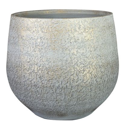 Ter Steege Plantenpot - keramiek - metallic zilvergrijs - 27x25cm