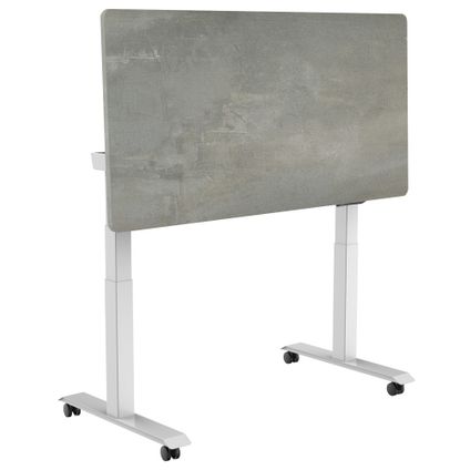 Elektrisch verstelbaar, opklapbaar en verrijdbaar bureau - 180x80 cm - Wit / Betonlook grijs