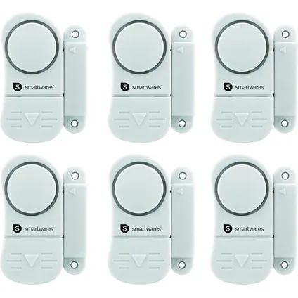 SMARTWARES set de 6 alarmes magnétiques compactes pour portes, fenêtres, armoires, etc.