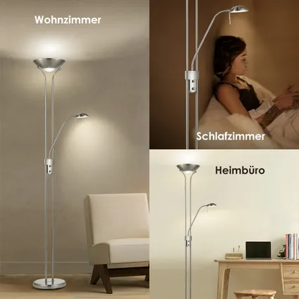 Home Sweet Home LED Uplight Vloerlamp - Moderne Geborsteld staal 7