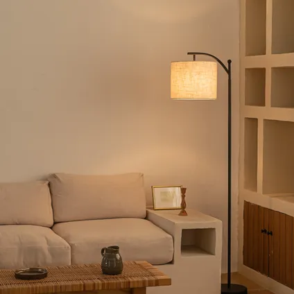 Home Sweet Home Lampadaire moderne - lampe debout - Hotte de lampe en lin 3