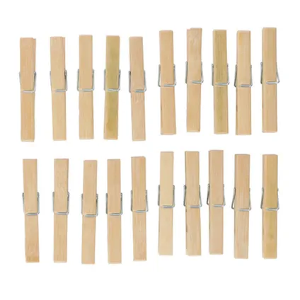 Bamboe wasknijpers - 20x - hout - 9 cm