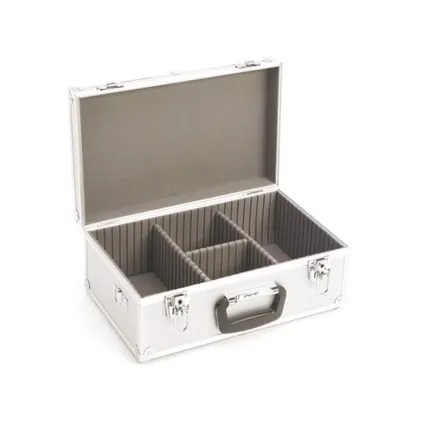 Perel Cd-koffer, 42.4 x 26.5 x 17.3 cm, Grijs, Aluminium