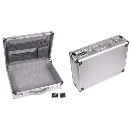 Perel attachékoffer voor laptop en A4-documenten, 46.0 x 33.5 x 11.0 cm, Grijs, Aluminium