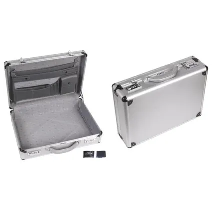 Perel attachékoffer voor laptop en A4-documenten, 46.0 x 33.5 x 11.0 cm, Grijs, Aluminium 2