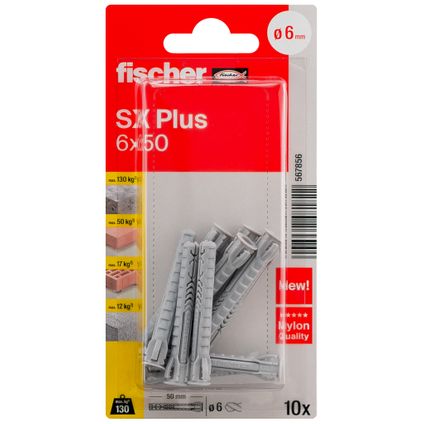 Fischer nylon plug SX Plus 6x50mm 10 stuks