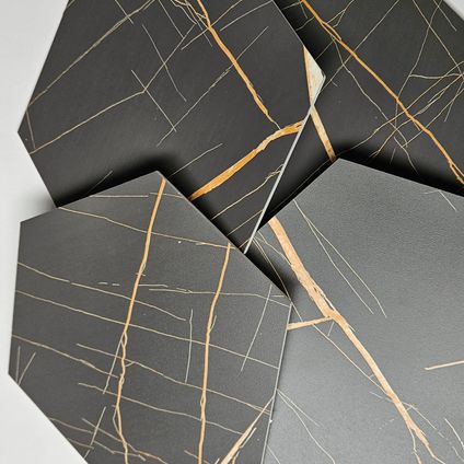 Plaktegel - Hexagon - PVC - Zwart Goud - Black Gold - 1M2