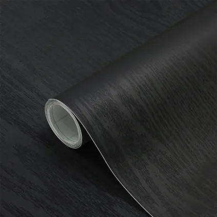 Papier peint autocollant - Vinyle - Noir - Aspect bois noir - Legno Nero - 122cmx10m