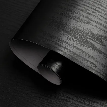 Papier peint autocollant - Vinyle - Noir - Aspect bois noir - Legno Nero - 122cmx10m 2
