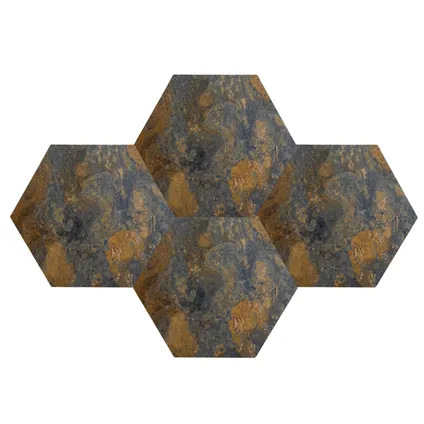 XL Dalles PVC autocollantes hexagonales Daka Deco Slate Gold 1M2 3