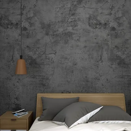 Zelfklevend behang - PVC - Betonlook - Cemento Grigio Scuro - 122cmx10m 3