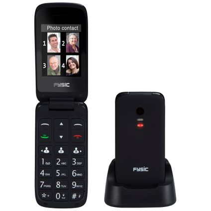 Fysic FM-9760ZT Mobiele klaptelefoon senioren met SOS knop, zwart