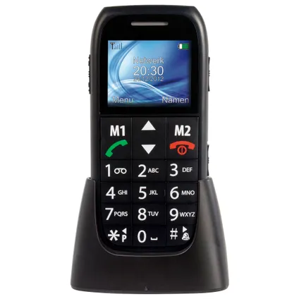 Fysic FM-7500 mobiele telefoon voor senioren met noodknop, zwart