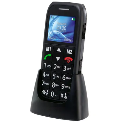 Fysic FM-7500 Mobiele telefoon senioren met SOS paniekknop, zwart 2