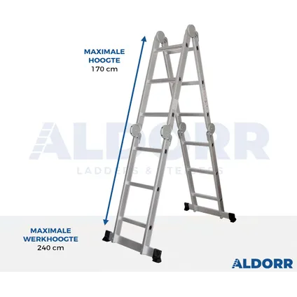 ALDORR Home - Vouwladder Aluminium 4x3 treden met Platform - 3,50M 2