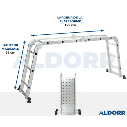 ALDORR Home - Vouwladder Aluminium 4x3 treden met Platform - 3,50M 7