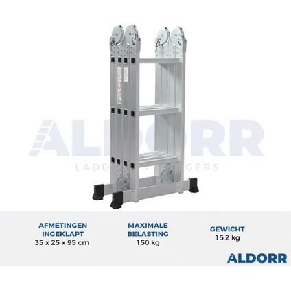ALDORR Home - Vouwladder Aluminium 4x3 treden met Platform - 3,50M 8