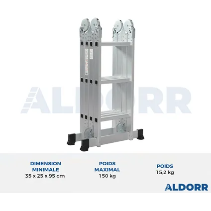 ALDORR Home - Vouwladder Aluminium 4x3 treden met Platform - 3,50M 9