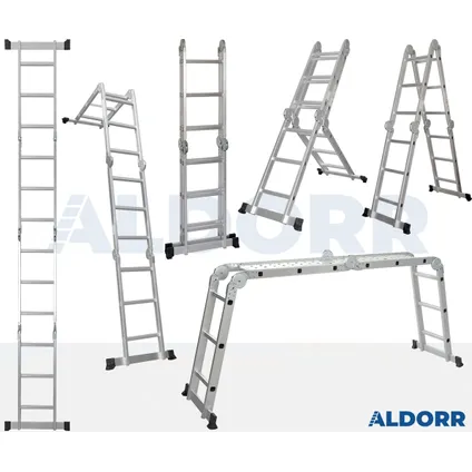 ALDORR Home - Vouwladder Aluminium 4x3 treden met Platform - 3,50M 10