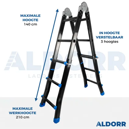 ALDORR Professional - Multiladder Uitschuifbare Vouwladder 4x3 - 2,80M 2