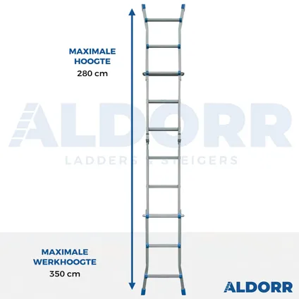 ALDORR Home - Multiladder Uitschuifbare Vouwladder 4x3 - 2,80M 4