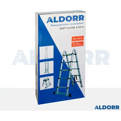 ALDORR Home - Telescopische Vouwladder 4,40M - Stabilisatievoet en Soft Closing - Aluminium 8