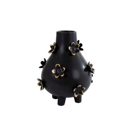Vase faïence noir/or 19 x 19 x 25 cm