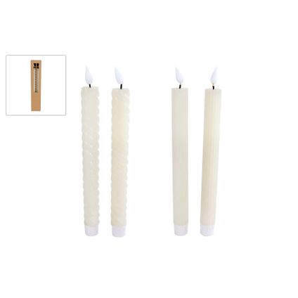 Kaars LED ivoor 2,4 x 2,4 x 25 cm