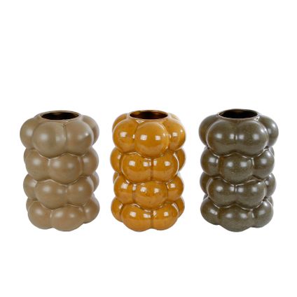 Vase beige/ambre/gris poterie 15 x 15 x 22 c