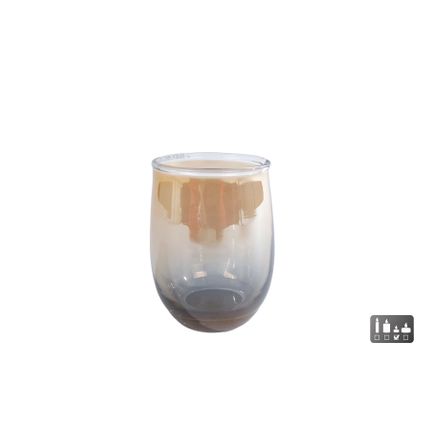 Theelichthouder amber-messing glas 6 x 6 x 8 cm