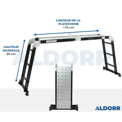ALDORR Professional - Vouwladder Aluminium 4x3 treden met Platform - 3,50M 3