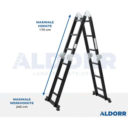 ALDORR Professional - Vouwladder Aluminium 4x3 treden met Platform - 3,50M 4